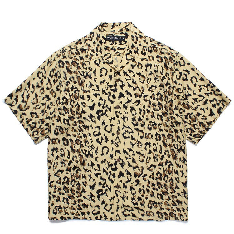 GUILTYPARTIES TIGER Shirts Leopard Rayon Hawaiian Short Sleeve Shirt Beach Vacation Shirt