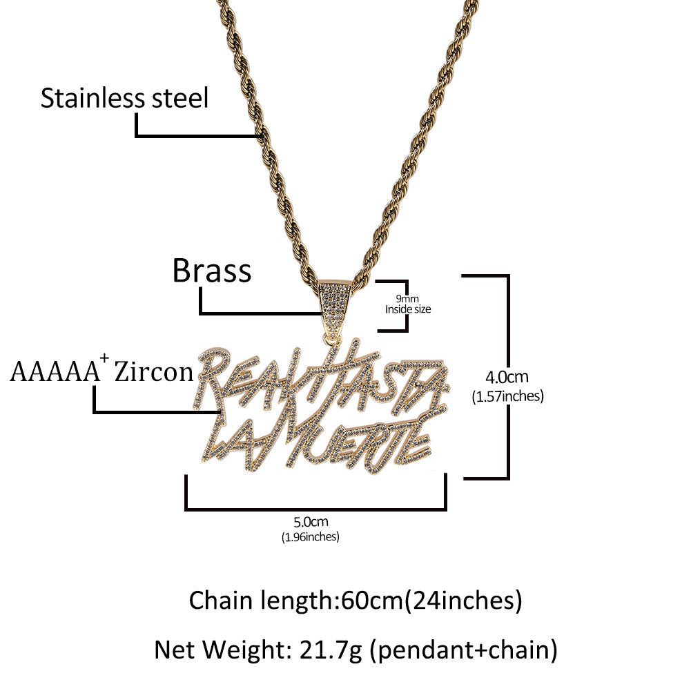 Jewelry Diamond Double Letter Pendant Necklace Jewelry Word Up rapper Spectrum