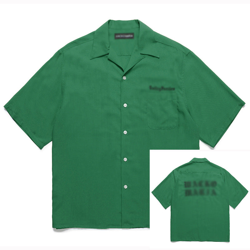 GUILTYPARTIES TIGER Shirts Solid color embroidered Hawaiian rayon short-sleeved shirt trendy brand