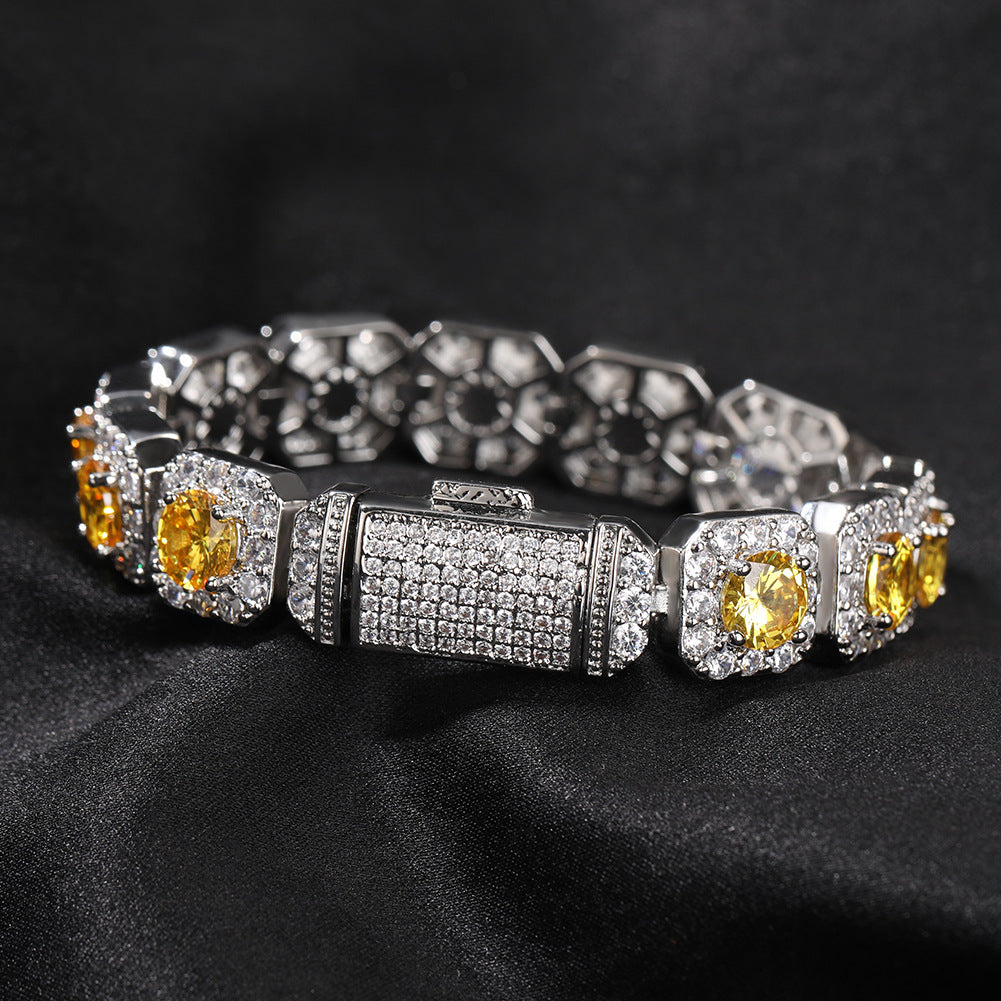 Bracelet Hip Hop Bracelet Copper with Zircon Color Spectrum St. Valentine's
