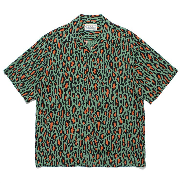 GUILTYPARTIES TIGER Shirts 24AW Leopard print, Hawaiian casual short-sleeved shirt men