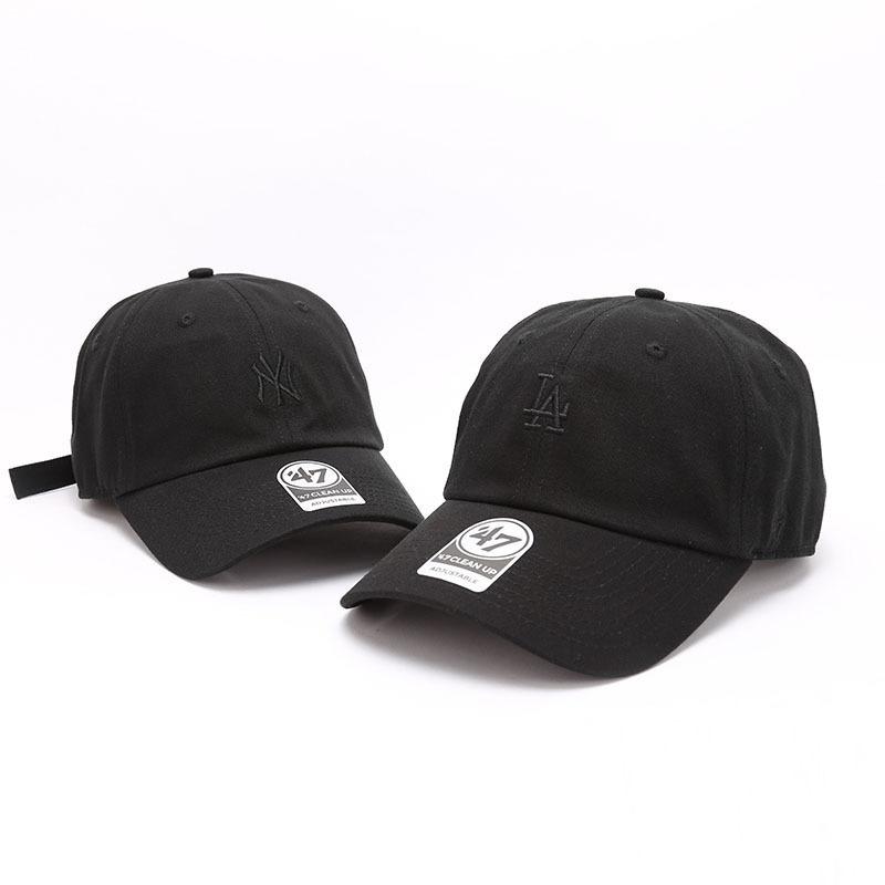 Dodgers and Yankees Baseball Cap 47brand Baseball Cap Female Casual Soft Top All Black