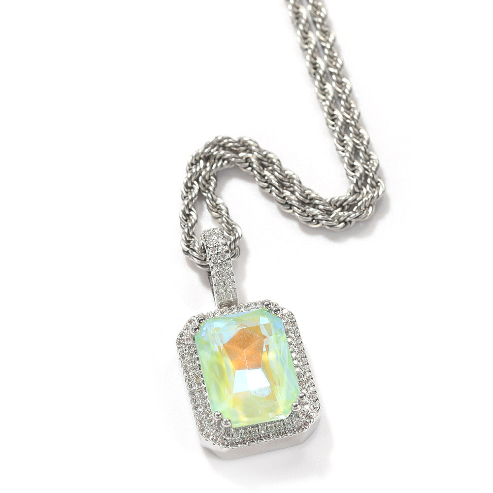 Jewelry Mocha Fluorescent Gemstone Pendant Necklace ins Spectrum St. Valentine's Royalty