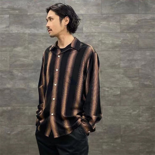 GUILTYPARTIES TIGER Long sleeved shirt plaid striped Hawaiian long-sleeved shirt