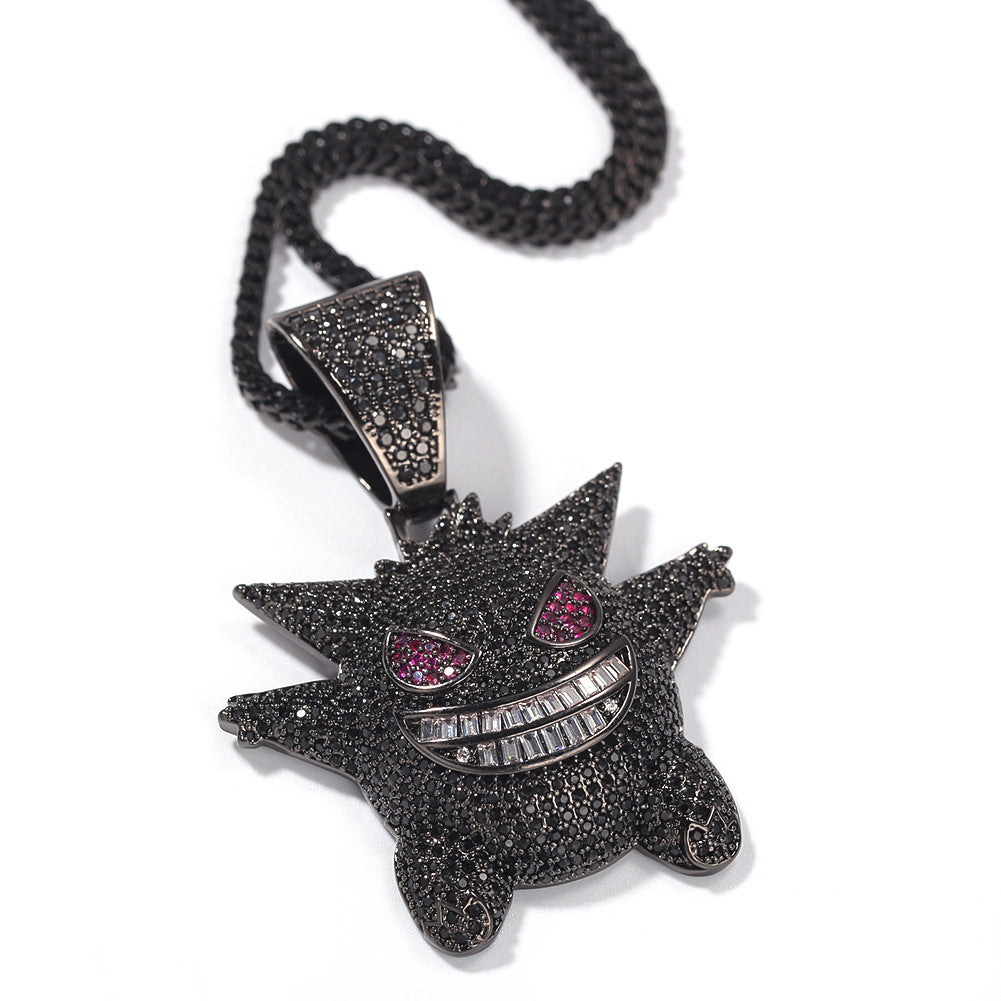 Jewelry INS full zircon purple Geng Gui pendant necklace Animal rapper
