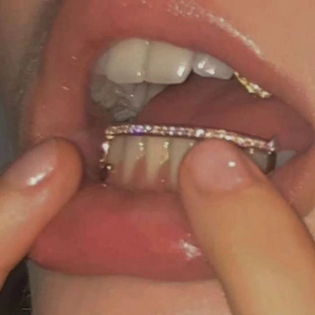 Grillz Hip-Hop Rock Trendy Hip Hop Zirconium Trim Braces TeethGrillz Real Gold Plated Braces