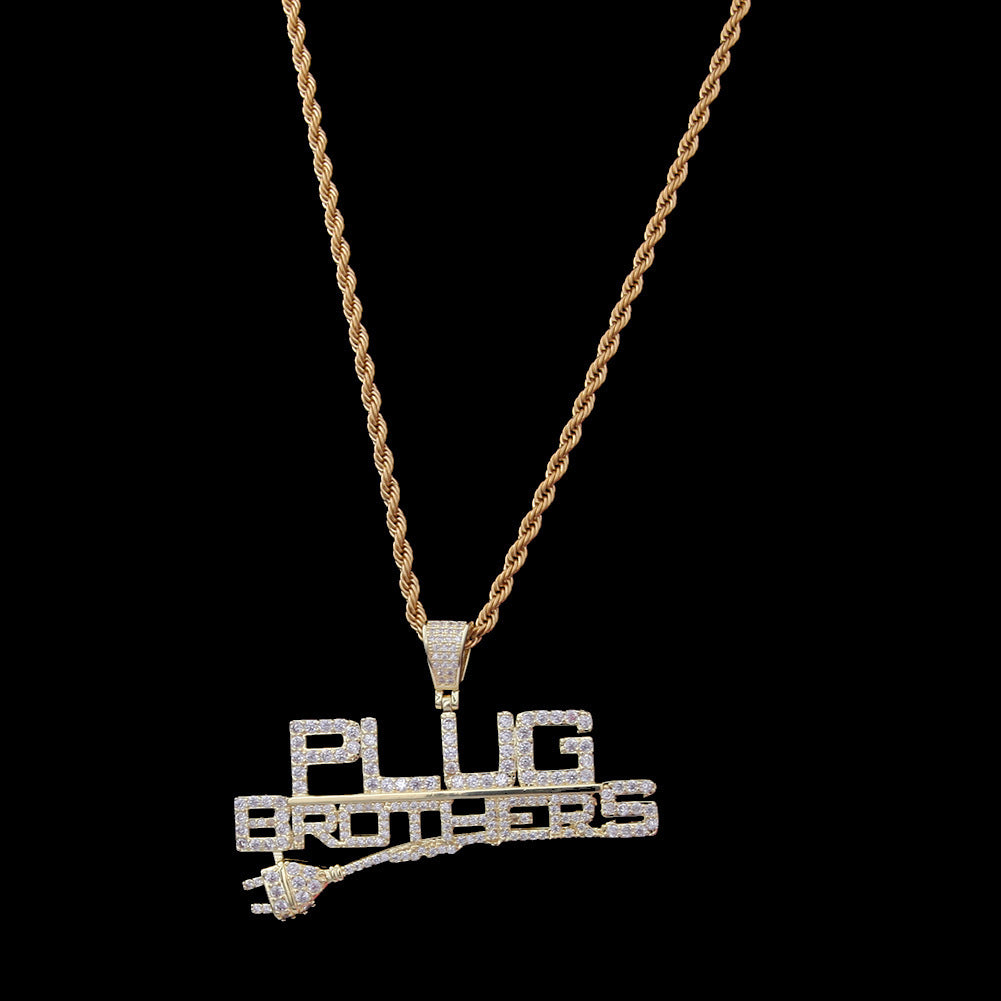 Jewelry Hip Hop Letter Entry Pendant Copper Inlaid Zircon 14K Gold Plated Pendant Alphabet Pieces Royalty