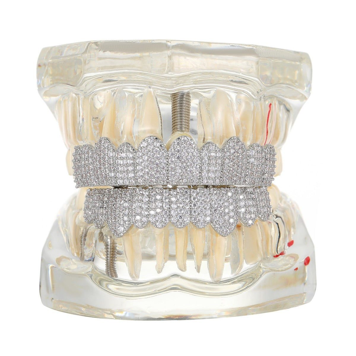 Grillz Hip-Hop Rock Hip Hop Braces Real Gold Plated 10-Tooth Microstudded Diamond HIPHOP Braces Halloween Hip Hop Ornament