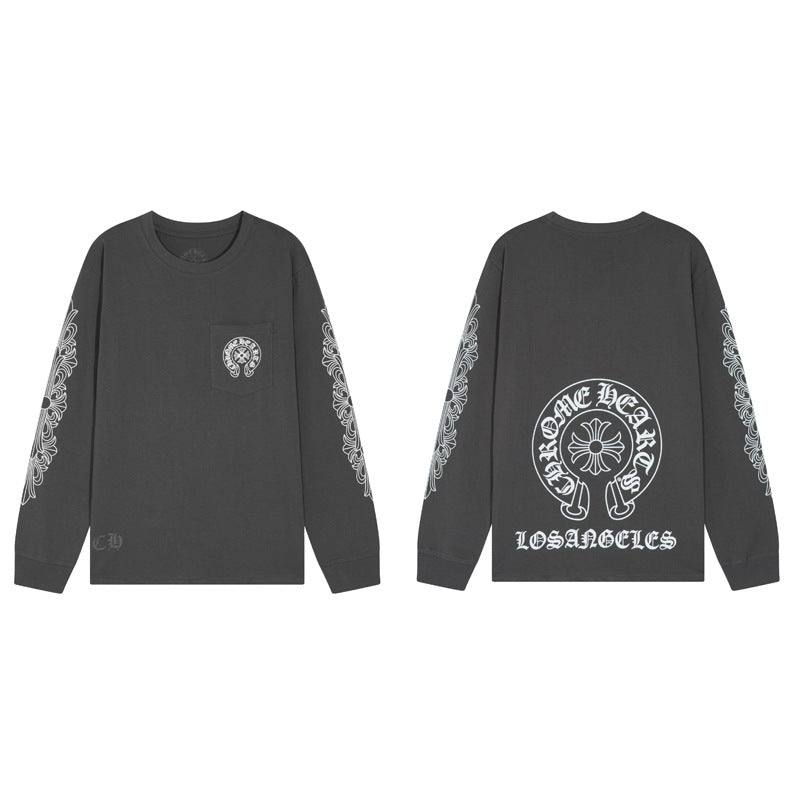 CHH  Heart Long Sleeve Shirt Unisex Fashion Loose Long Sleeve Shirt
