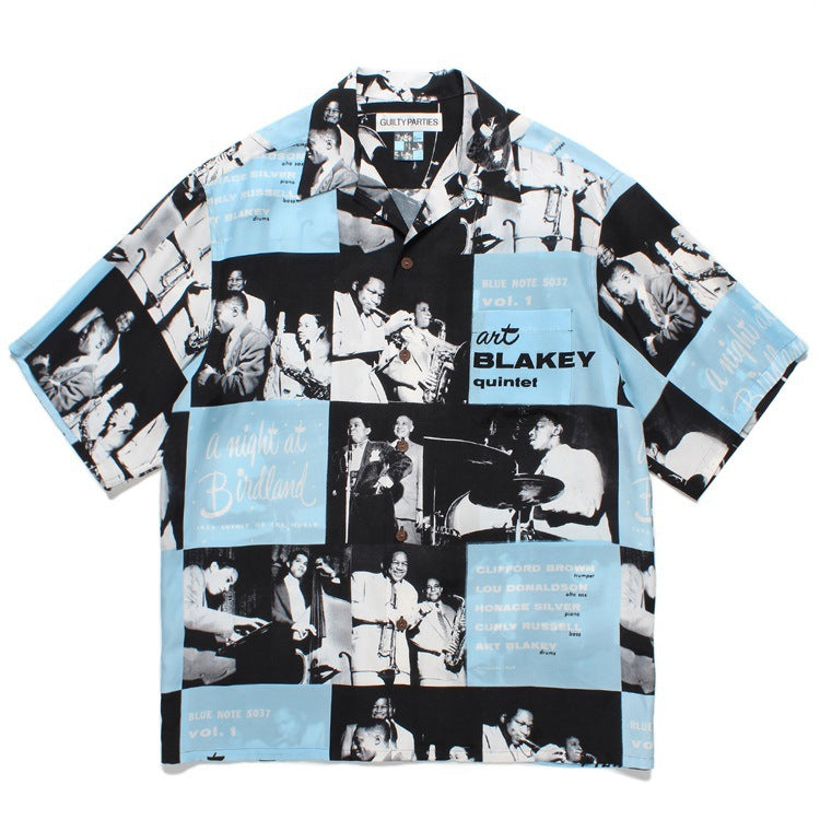 GUILTYPARTIES TIGER Shirts 24ss Art Blakey Jazz Drummer Hawaiian Short Sleeve Shirt