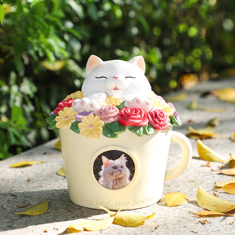 Pet Grave Marker Cartoon Kitten Puppy Funeral Cremation Ashes Storage Container Pet Memorial Urn Pet Supplies