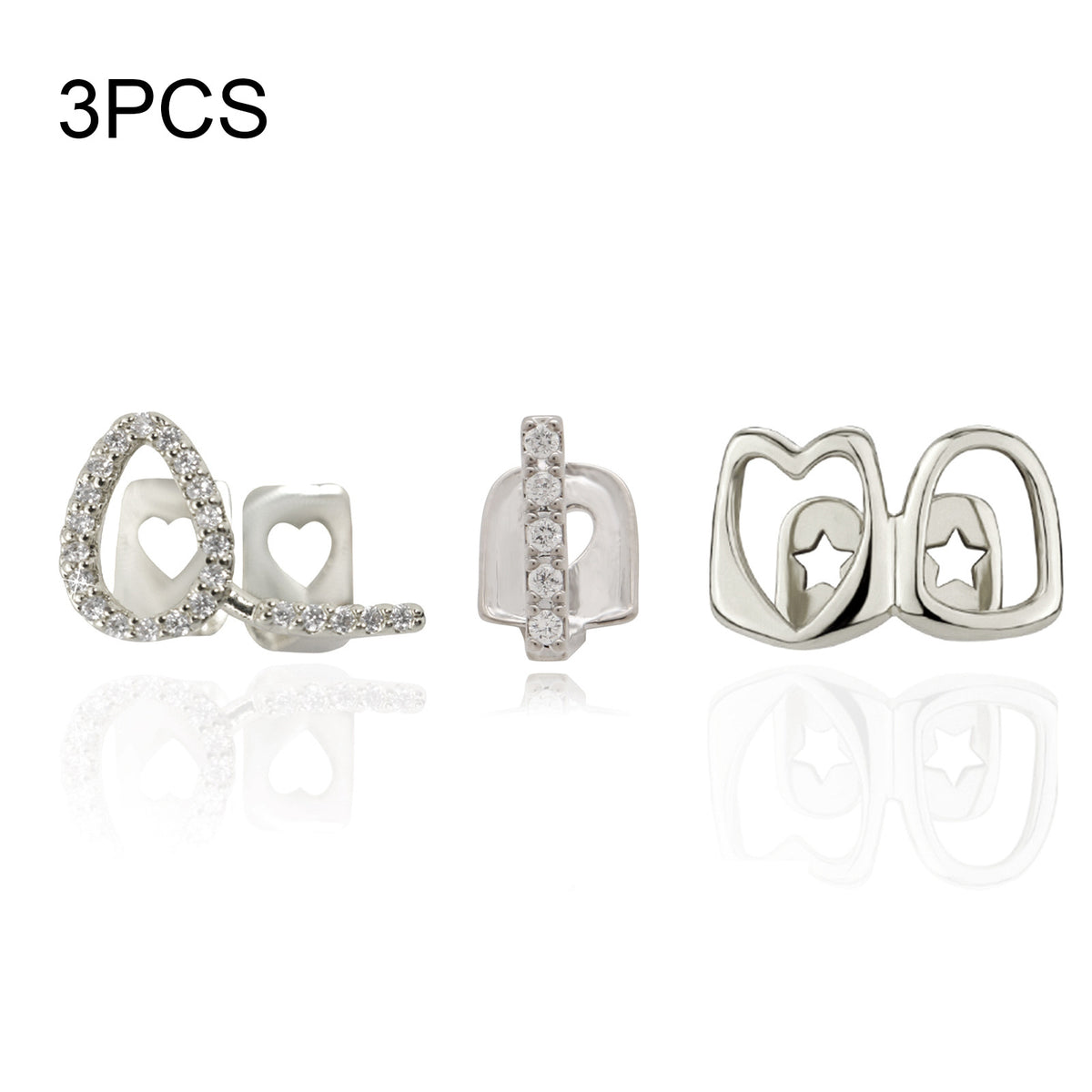 Grillz Hip-Hop Rock Hollow Love Stick Drill Triple Braces Daily Out Cool Glossy Gold Teeth Hip Hop Versatile Accessories
