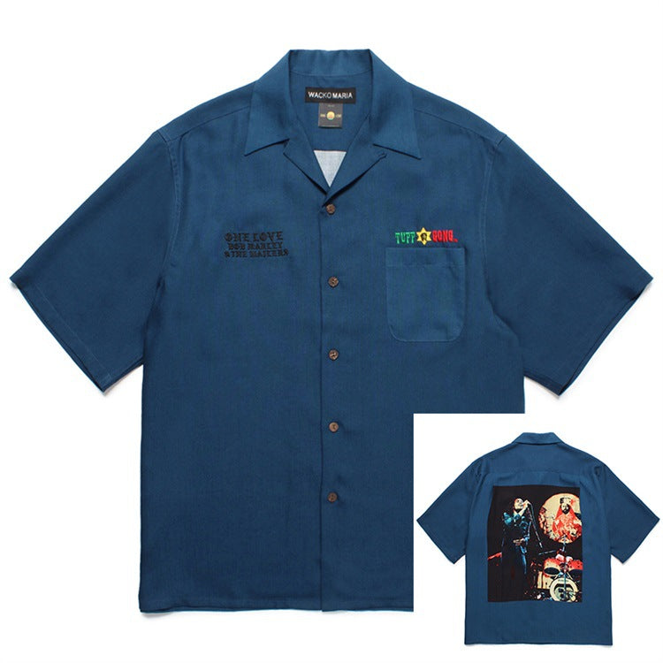 GUILTYPARTIES TIGER Shirts 24AW BOB MARLEY, Embroidered Hawaiian Short Sleeve Shirt Men