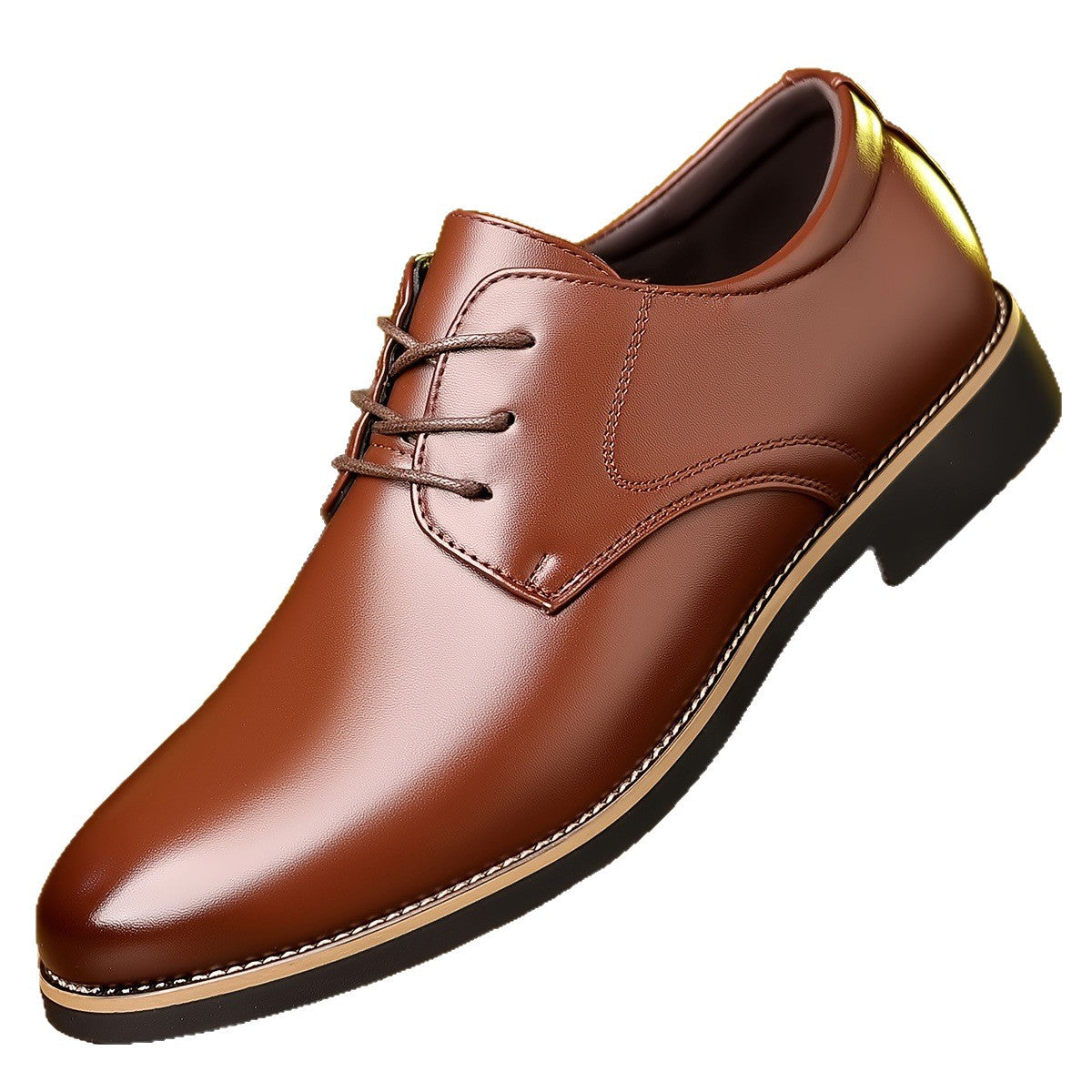 Men's dress shoes glossy sewing line men's leather shoes pointed simple lace-up men's shoes business leisure wedding