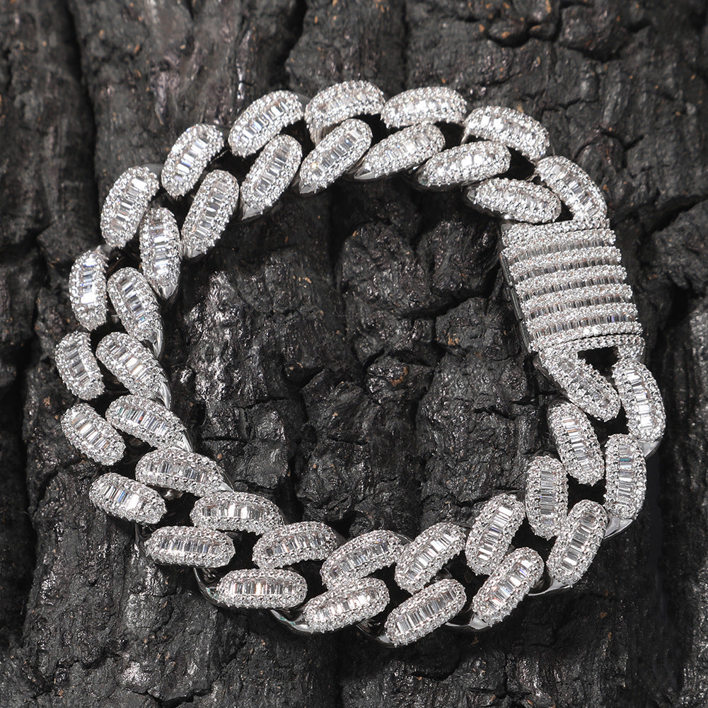 Bracelet 14MMT Square Zircon Hip Hop Cuban Chain Bracelet Spectrum St. Valentine's