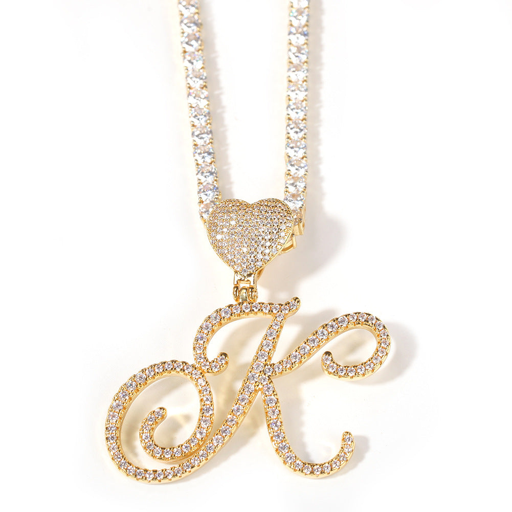 Jewelry Zircon Love Button Head Flower Letter Pendant Personality Word Up Spectrum St. Valentine's