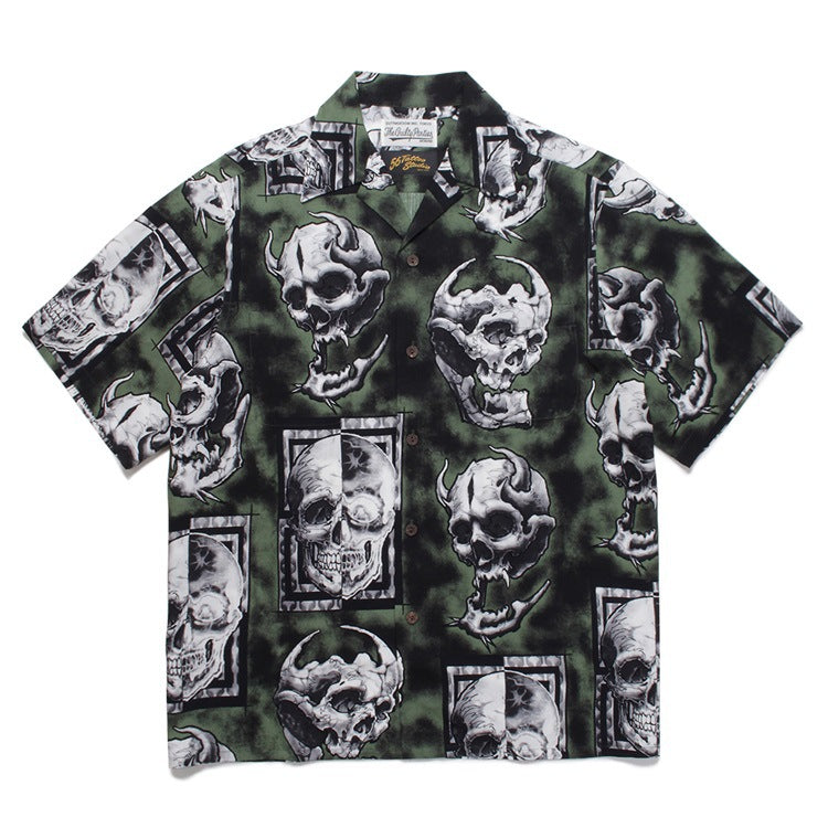 GUILTYPARTIES TIGER Shirts 56 TATTOO STUDIO Skull Ghost Hawaiian Short Sleeve Shirt