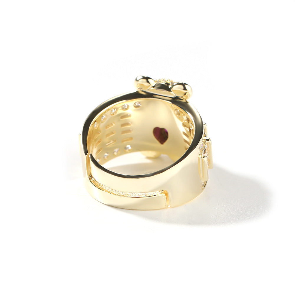 Rings Bear Diamond Ring Female ins St. Valentine's