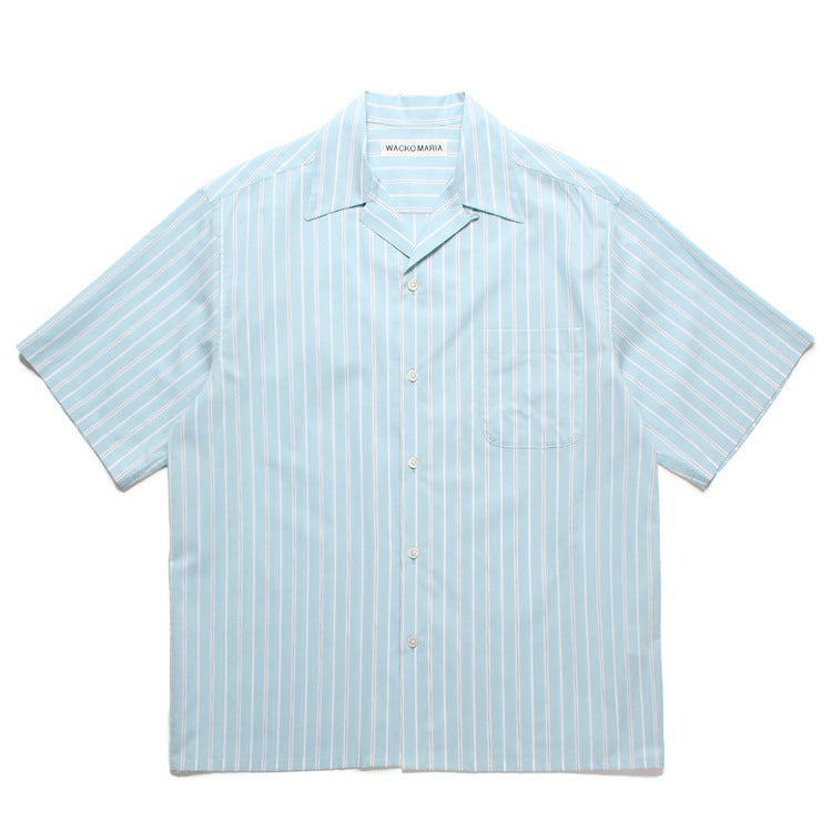 GUILTYPARTIES TIGER Shirts Striped color-matching rayon Hawaiian short-sleeved shirt Beach resort shirt