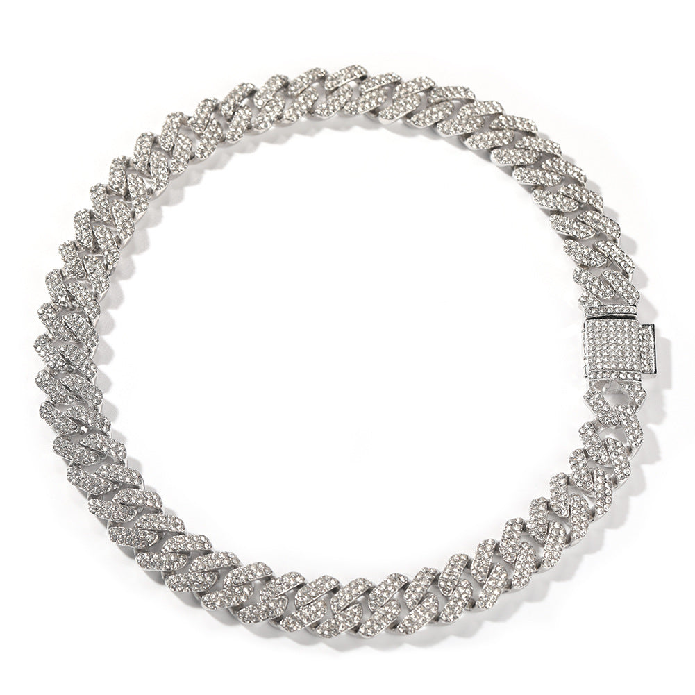 Bracelet Cuban Chain Necklace Alloy Full Diamond Hip Hop Rap St. Valentine's Spectrum