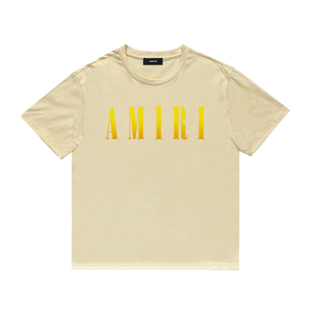 Amiri T Shirt Gradient Letter Flower Casual Hip Hop Short Sleeve T-shirt