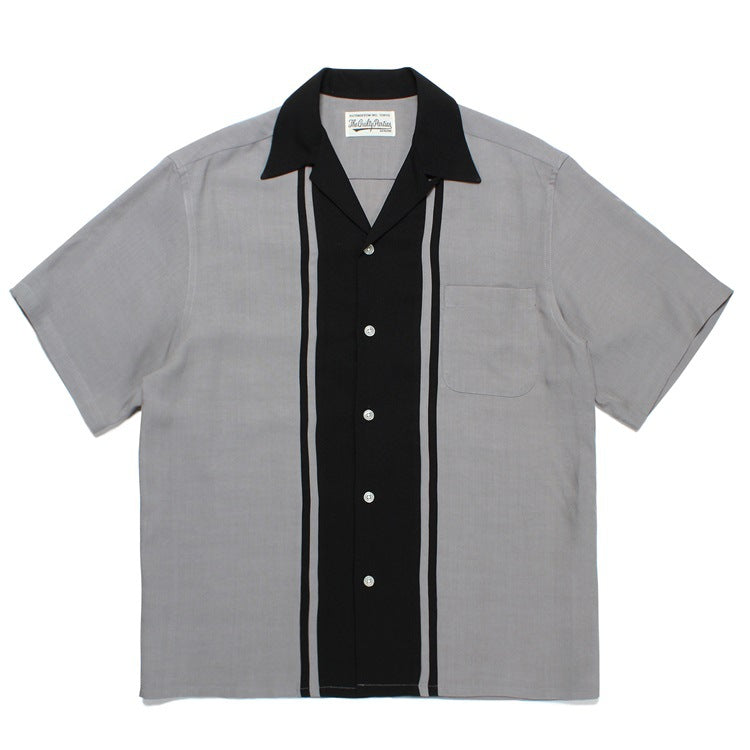 GUILTYPARTIES TIGER Shirts 23SS TWOTONE SHIRT Striped color-matching Hawaiian short-sleeved shirt