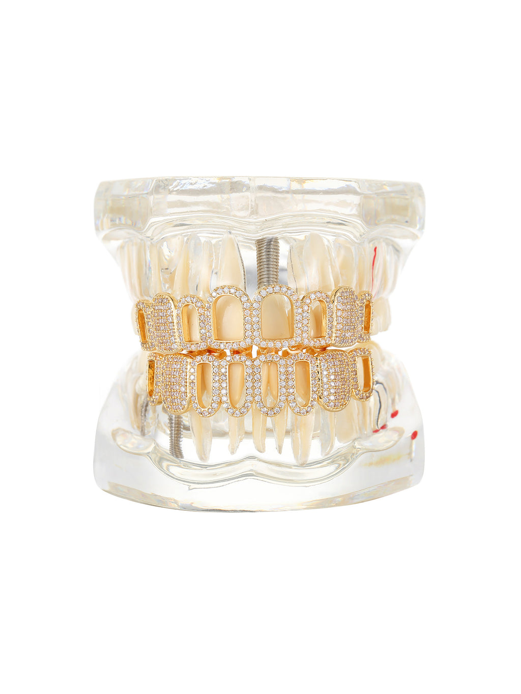 Grillz Hip-Hop Rock Hip Hop Singer Braces Real Gold Plated Hollow Teeth Filled with Diamonds Cross Border HIPHOP Braces Halloween Hip Hop Ornaments
