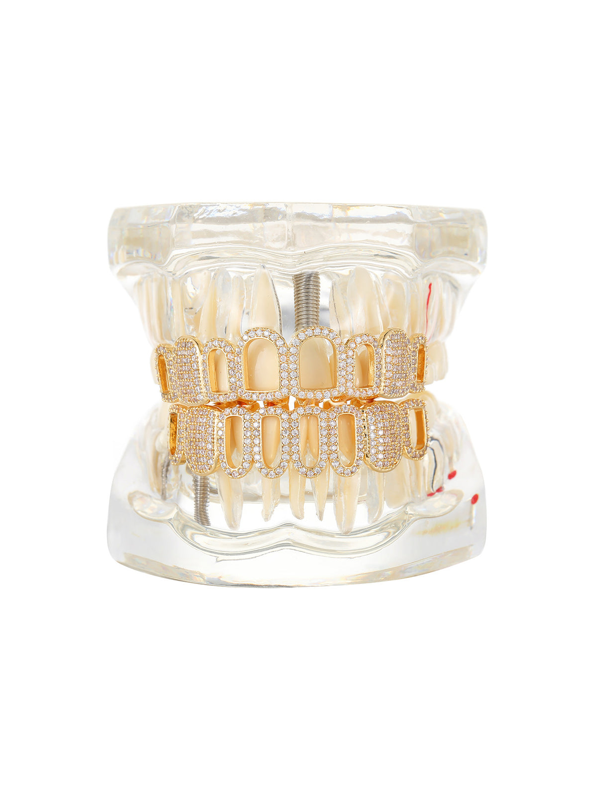 Grillz Hip-Hop Rock Hip Hop Singer Braces Real Gold Plated Hollow Teeth Filled with Diamonds Cross Border HIPHOP Braces Halloween Hip Hop Ornaments