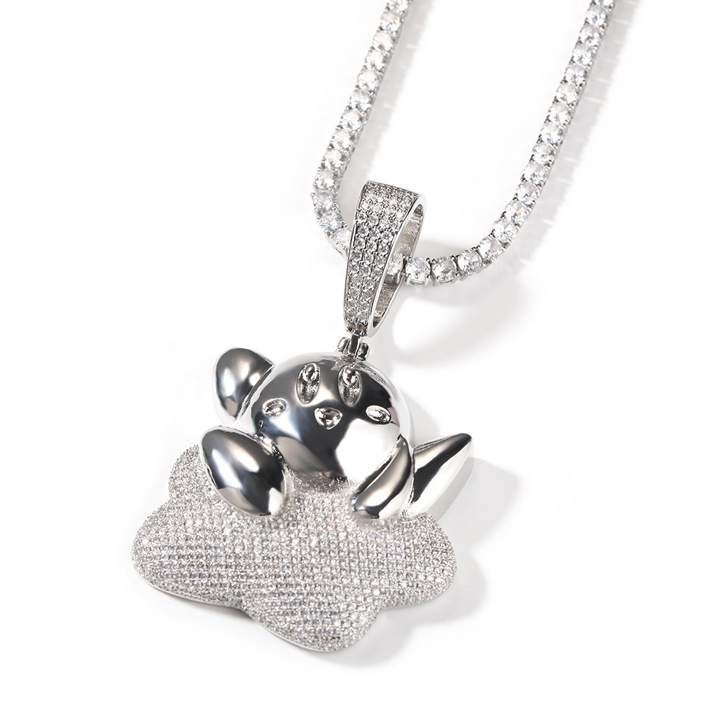 Jewelry Cartoon Diamond Silver Star Kirby Pendant Fashion Versatile Kirby St. Valentine's Spectrum Jesus Pieces