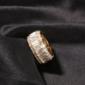 Rings ins Wind Three Row T Square Zircon Hip Hop Ring Spectrum St. Valentine's