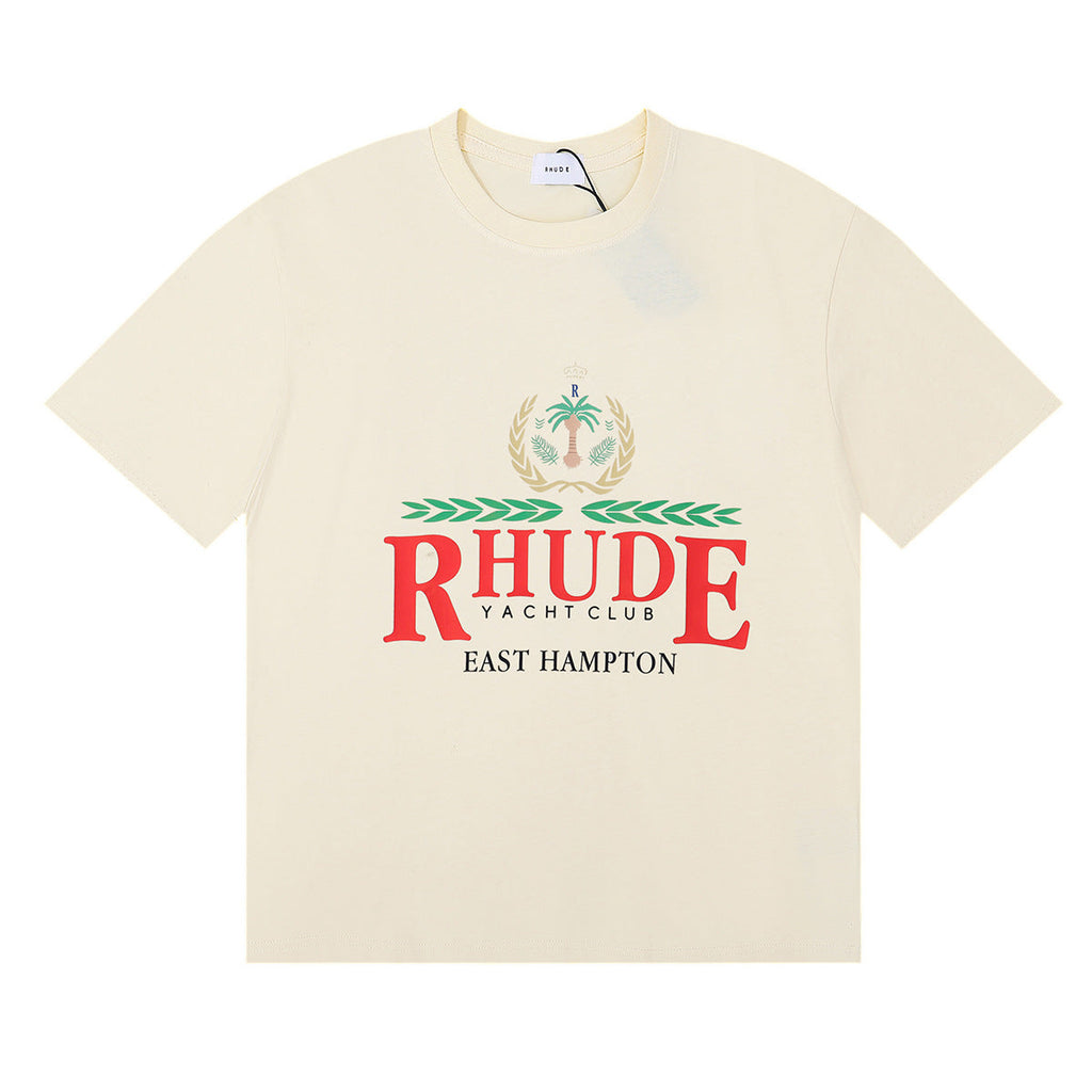 Rhude T Shirt Sailing Letter Coconut Logo Short Sleeve T-Shirt