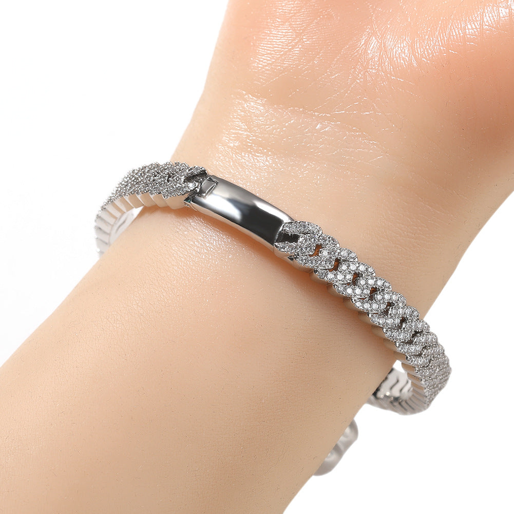 Bracelet Love Cuban Bracelet Copper Zircon Spectrum St. Valentine's