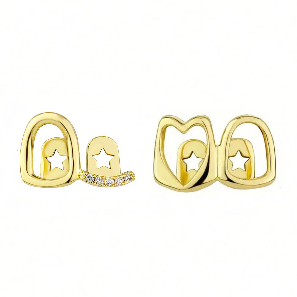 Grillz Hip-Hop Rock Hollow Love Stick Drill Double Braces Daily Out Cool Glossy Gold Teeth Hip Hop Versatile