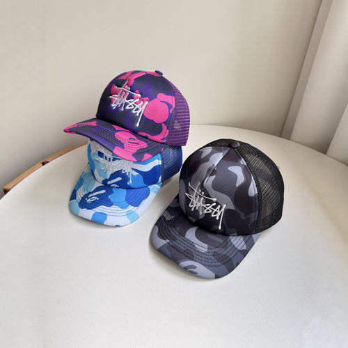 Stussy hat camouflage embroidered baseball cap hip hop cap women summer sun visor versatile street