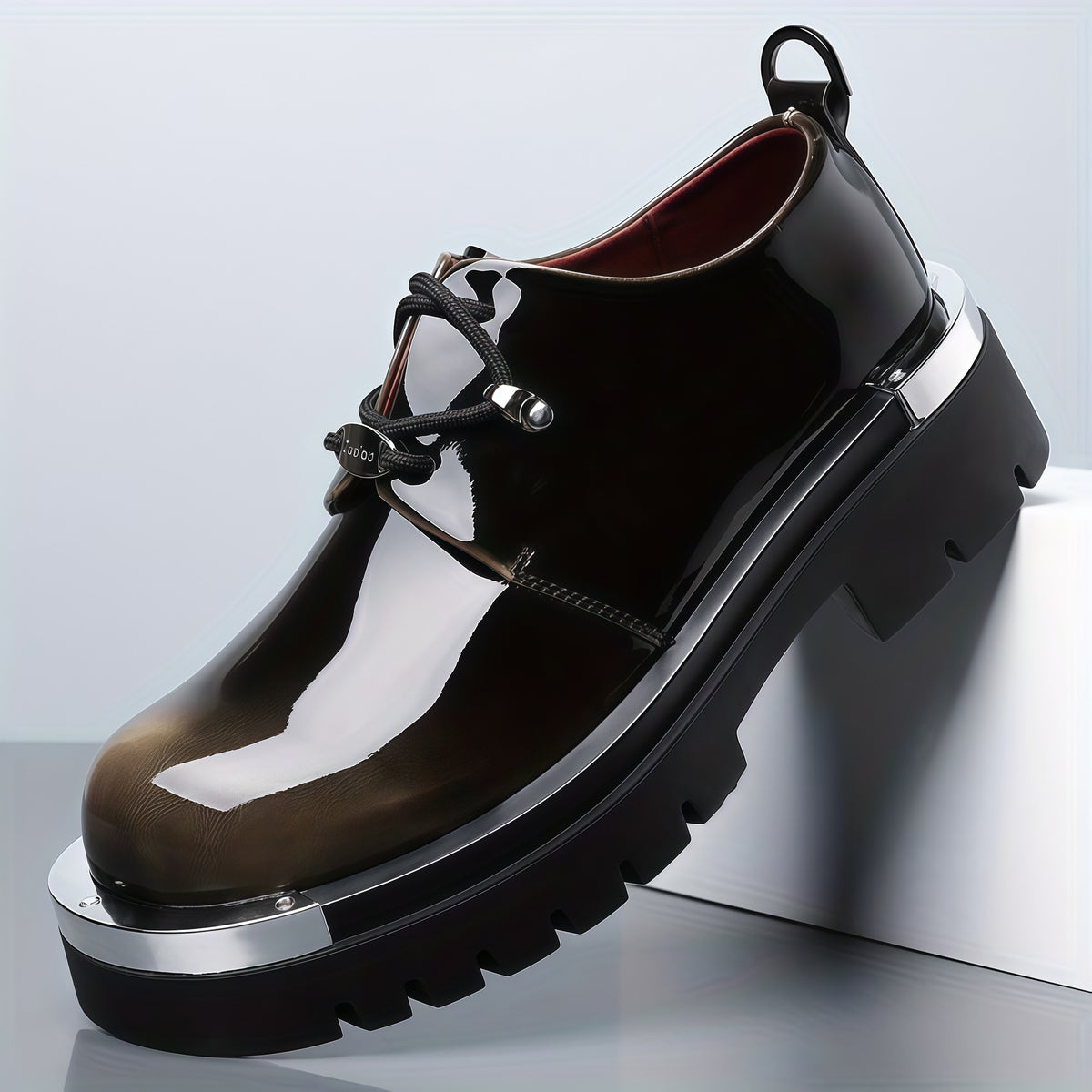 Men's dress shoes large size men's leather shoes glossy thick sole heightening men's shoes trendy brand high-end wedding banquet casual derby shoes