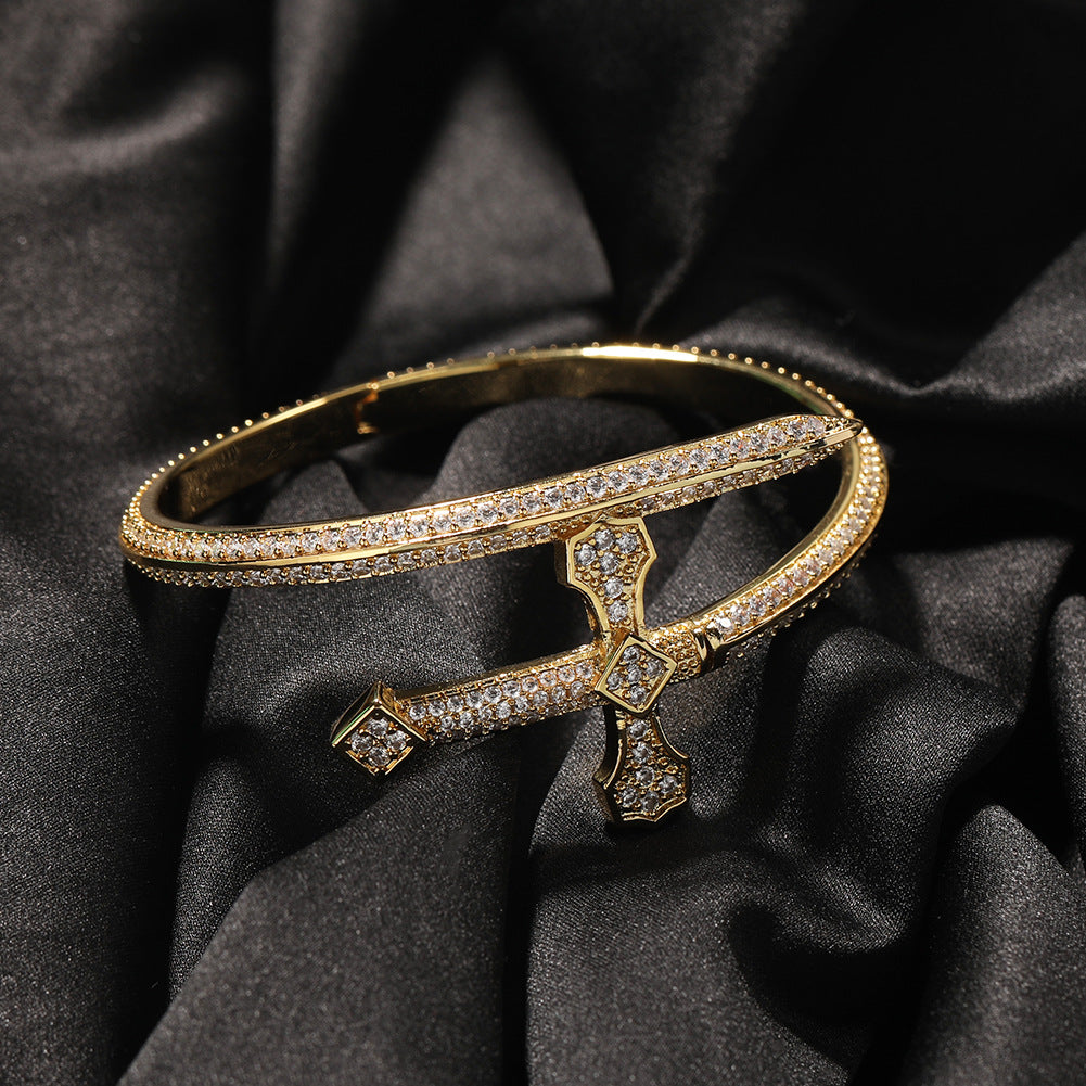 Bracelet Sword of Justice Bracelet Copper Zircon Full Diamond Trend Armament Jesus Pieces Spectrum