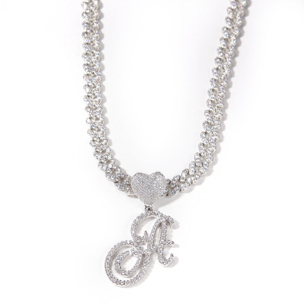 Jewelry Zircon Love Button Head Flower Letter Pendant Personality Word Up Spectrum St. Valentine's