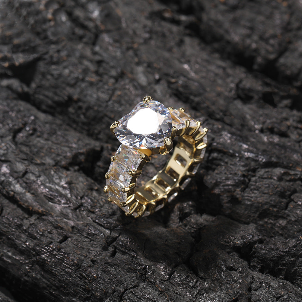 Rings ins Wind Heart Ring Gold Copper Zircon Spectrum St. Valentine's