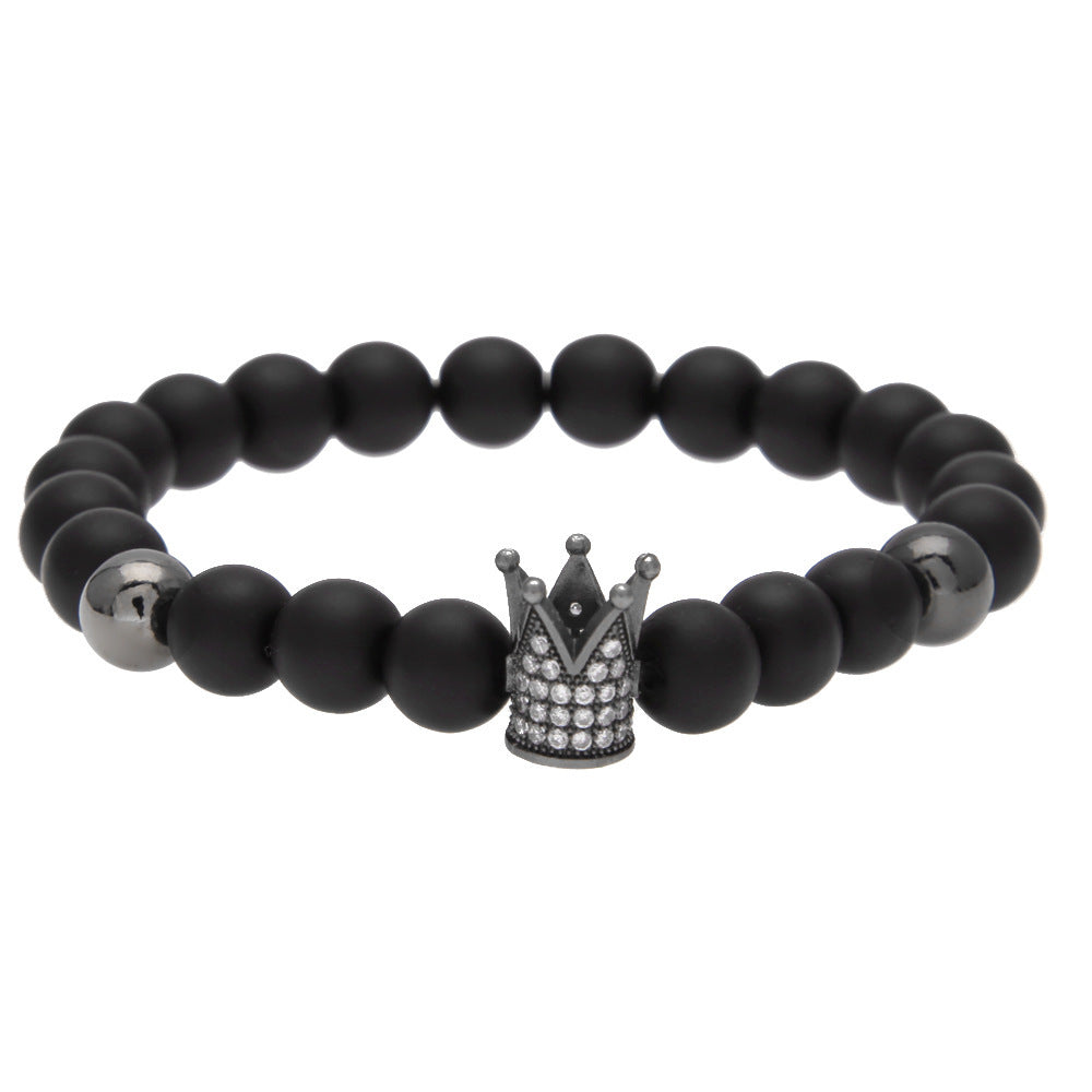 Bracelet Tiger's Eye Volcanic Stone Agate Microencrusted Zircon Hip Hop Royalty