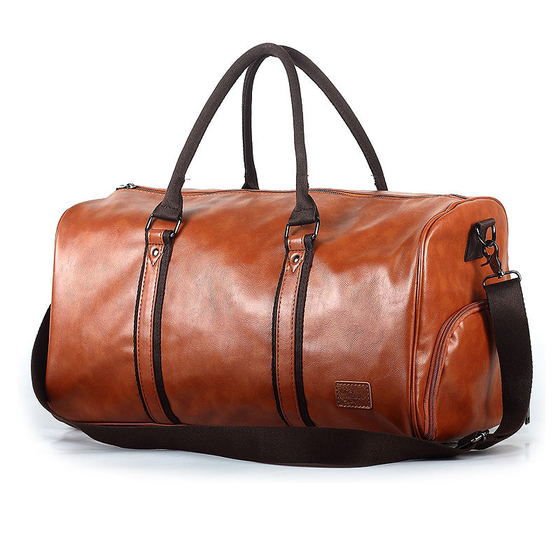 Leather duffel bag men's travel bag large capacity portable messenger bag casual