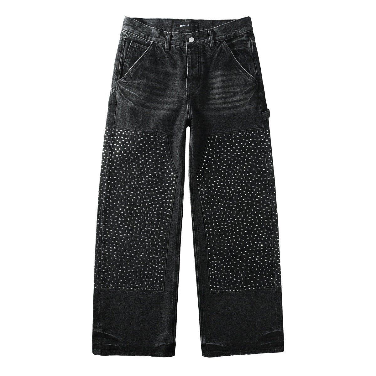 Mens trendy purple jeans, 100% cotton Rhinestones #104