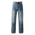 Mens trendy purple jeans, 100% cotton Rhinestones #9126