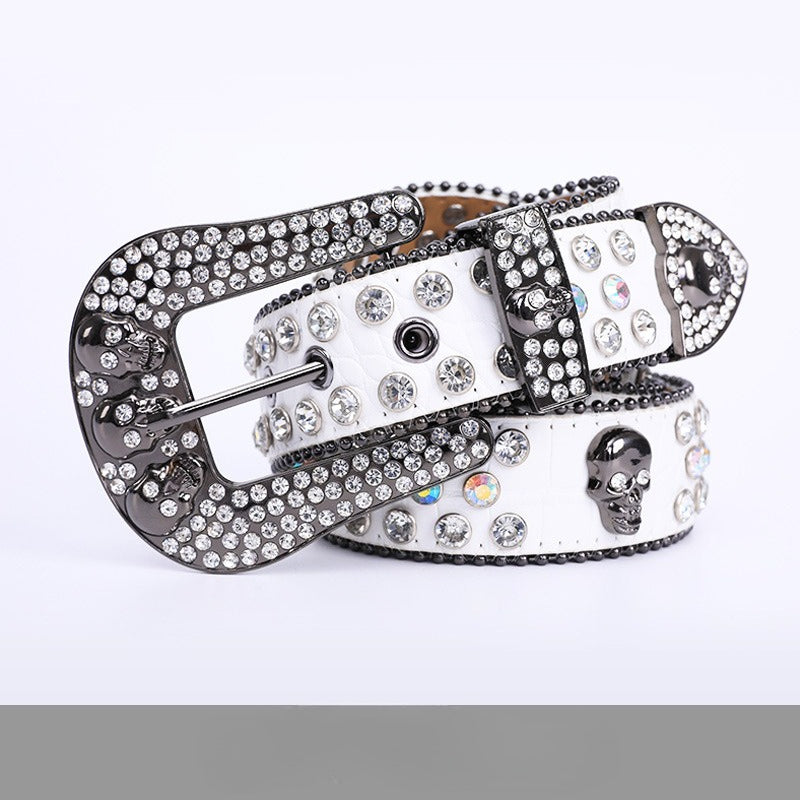 Hip-hop punk rhinestone belt skull stylish belt