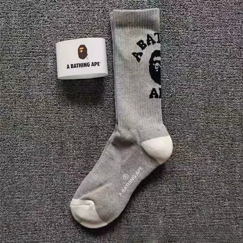 Bathing Ape Bape Socks Ape Head Towel Bottom Socks Men's and Women's Color Sports Trend Brand Long Tube Skateboard