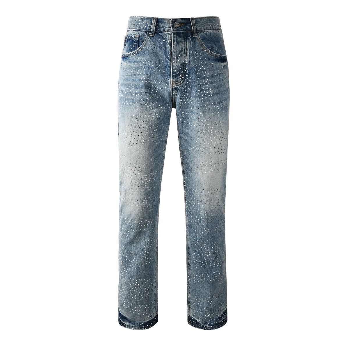 Mens trendy purple jeans, 100% cotton Jeans Rhinestones #9137
