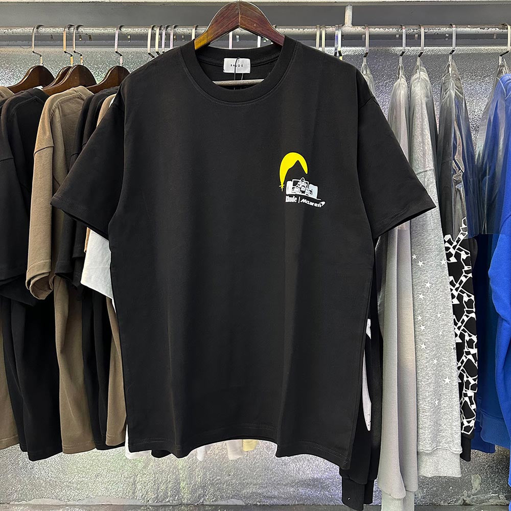 Rhude T Shirts Racing Printed Cotton Casual Short Sleeves Men and Women