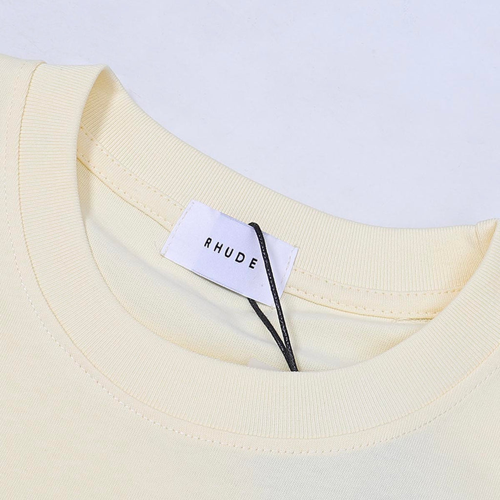 Rhude T Shirts French Cote d'Azur Printed Cotton Casual Short Sleeves Men and Women