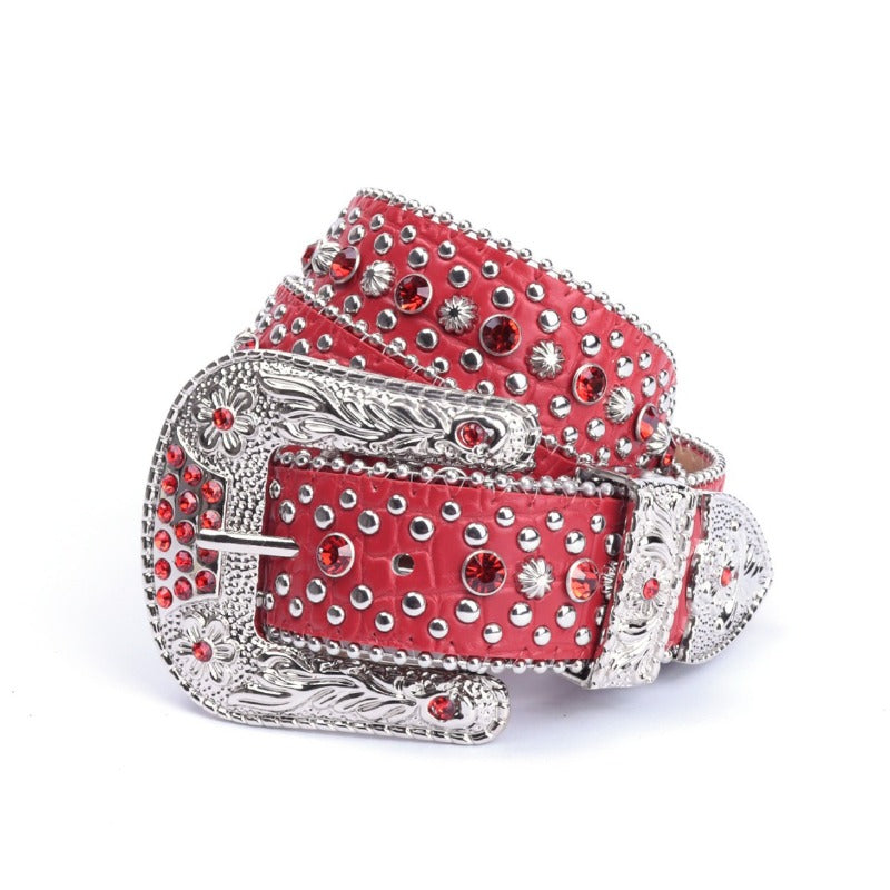 Hip-hop punk rhinestone belt alloy pin buckle
