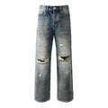 Mens trendy purple jeans, 100% cotton Jeans Rhinestones #9131