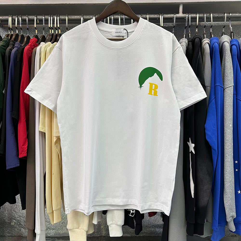 Rhude T Shirts Sunset Classic Print Cotton Casual Short Sleeve Men and Women